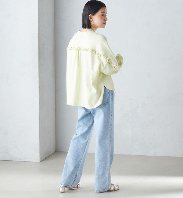 SHIPS for women「〈洗濯機可能〉ロング リブ スリーブ フリル カットソー」|Tシャツ・カットソー|