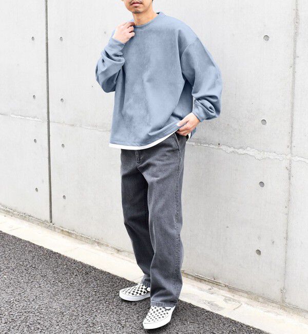 SHIPS any「SHIPS any: 〈洗濯機可能〉フェイクスエード (ポリエステル) / レイヤード クルーネック プルオーバー◇」|スウェット・ジャージ|