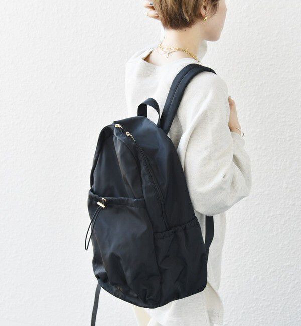 SHIPS any「SHIPS any: A4 ギャザー ドロスト ポケット バックパック」|リュック|ブラック