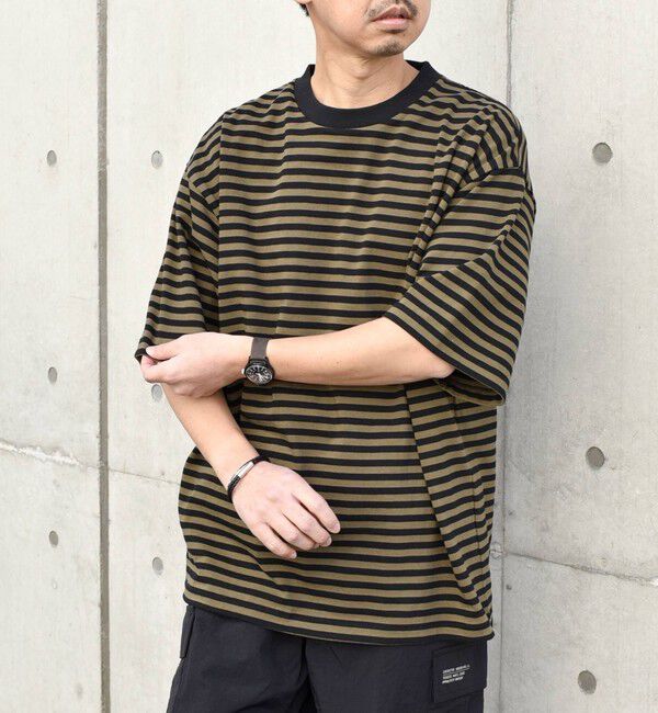 SHIPS any「SHIPS any: ベーシック ボーダー リラックス Ｔシャツ 24SS◇」|Tシャツ・カットソー|オリーブ