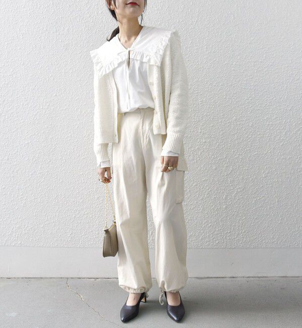 SHIPS any「SHIPS any:〈洗濯機可能〉コットン サテン フリル カラー ブラウス」|シャツ・ブラウス|