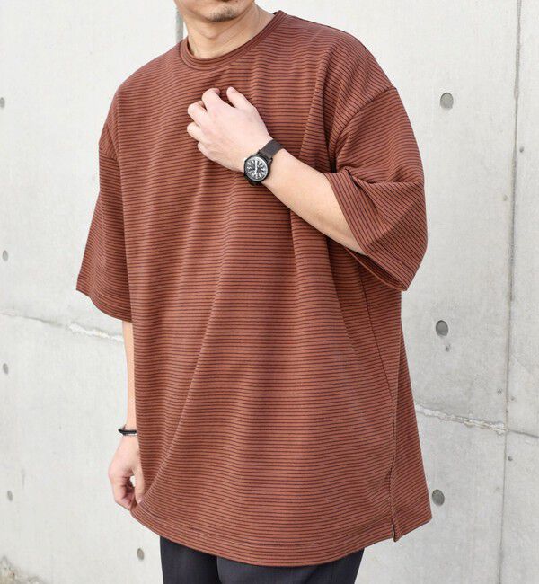 SHIPS any「SHIPS any: マイクロボーダー ミニ裏毛 ライト スウェット ライク Tシャツ◇」|Tシャツ・カットソー|