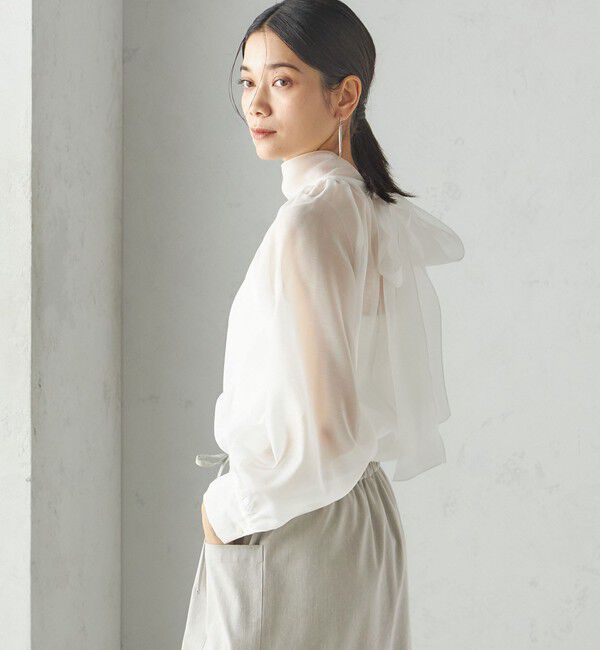 SHIPS for women「〈手洗い可能〉オーガンジー リボン ブラウス」|シャツ・ブラウス|