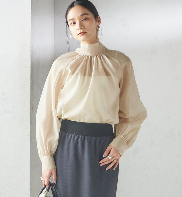 SHIPS for women「〈手洗い可能〉オーガンジー リボン ブラウス」|シャツ・ブラウス|