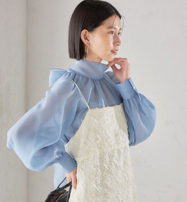 SHIPS for women「〈手洗い可能〉オーガンジー リボン ブラウス」|シャツ・ブラウス|