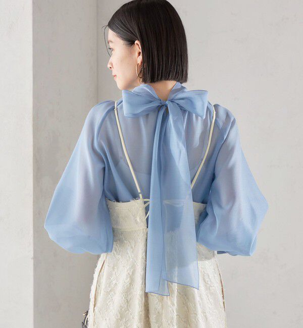 SHIPS for women「〈手洗い可能〉オーガンジー リボン ブラウス」|シャツ・ブラウス|