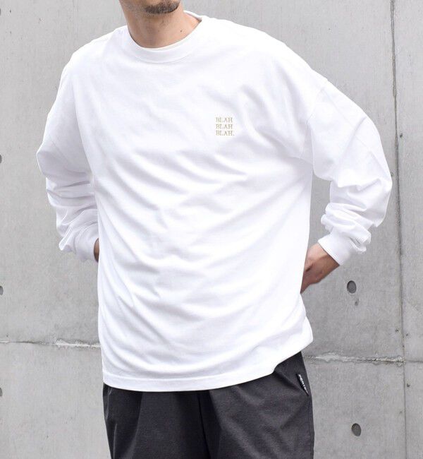 SHIPS any「【WEB限定】SHIPS any: BLAH BLAH BLAH.ワンポイント 刺繍 ルーズ Tシャツ (ロンT)◇」|Tシャツ・カットソー|