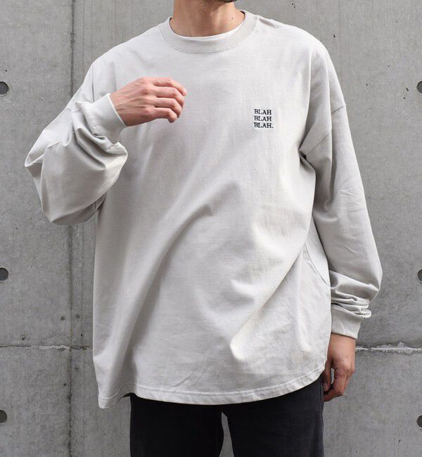 SHIPS any「【WEB限定】SHIPS any: BLAH BLAH BLAH.ワンポイント 刺繍 ルーズ Tシャツ (ロンT)◇」|Tシャツ・カットソー|ライトグレー