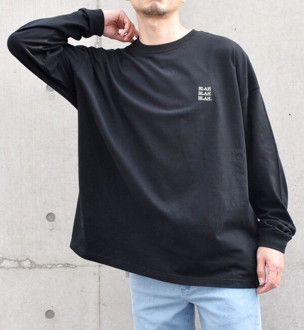SHIPS any「【WEB限定】SHIPS any: BLAH BLAH BLAH.ワンポイント 刺繍 ルーズ Tシャツ (ロンT)◇」|Tシャツ・カットソー|