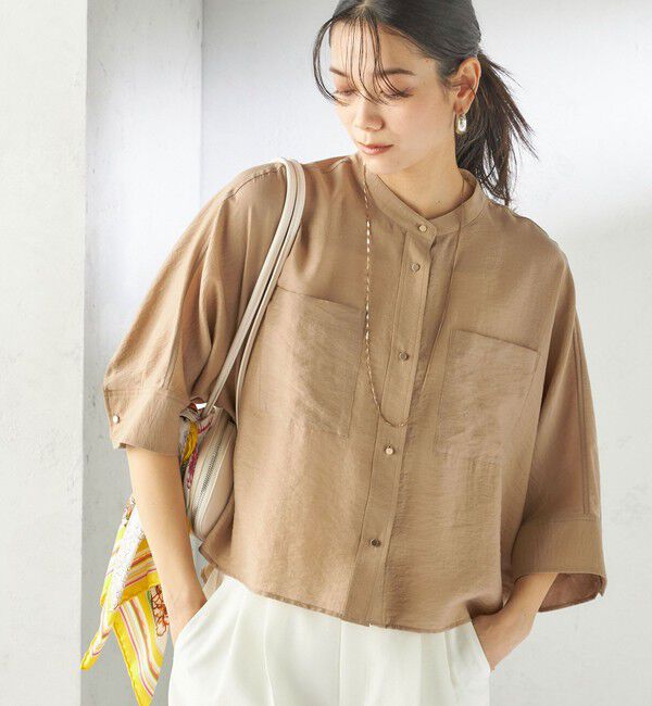 SHIPS for women「〈手洗い可能〉シルク混 シアー 羽織 シャツ」|シャツ・ブラウス|ライトカーキ