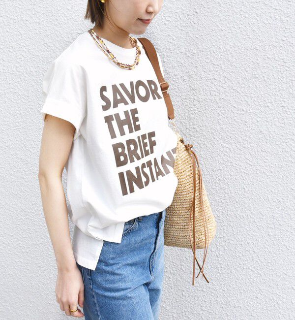 SHIPS for women「【WEB限定】〈手洗い可能〉バリエーション ロゴ 刺繍 プリントTEE」|Tシャツ・カットソー|