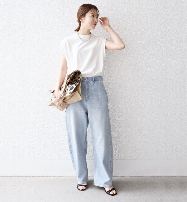 SHIPS any「《一部追加予約》SHIPS any:〈抗菌防臭/洗濯機可能〉USAコットン ラウンドヘム ノースリーブ TEE」|Tシャツ・カットソー|