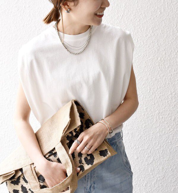 SHIPS any「《一部追加予約》SHIPS any:〈抗菌防臭/洗濯機可能〉USAコットン ラウンドヘム ノースリーブ TEE」|Tシャツ・カットソー|