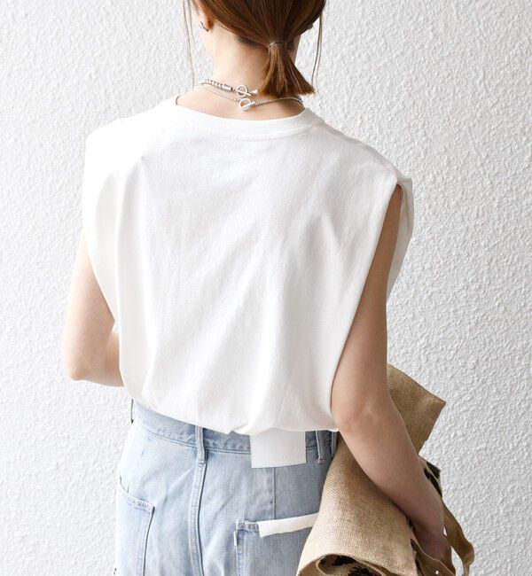 SHIPS any「《一部追加予約》SHIPS any:〈抗菌防臭/洗濯機可能〉USAコットン ラウンドヘム ノースリーブ TEE」|Tシャツ・カットソー|