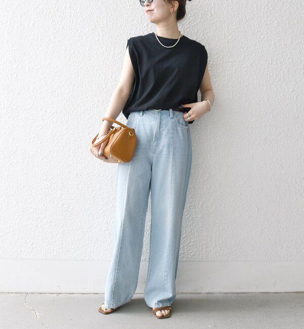 SHIPS any「《一部追加予約》SHIPS any:〈抗菌防臭/洗濯機可能〉USAコットン ラウンドヘム ノースリーブ TEE」|Tシャツ・カットソー|