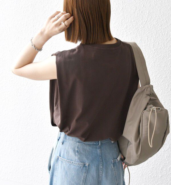 SHIPS any「《一部追加予約》SHIPS any:〈抗菌防臭/洗濯機可能〉USAコットン ラウンドヘム ノースリーブ TEE」|Tシャツ・カットソー|ブラウン