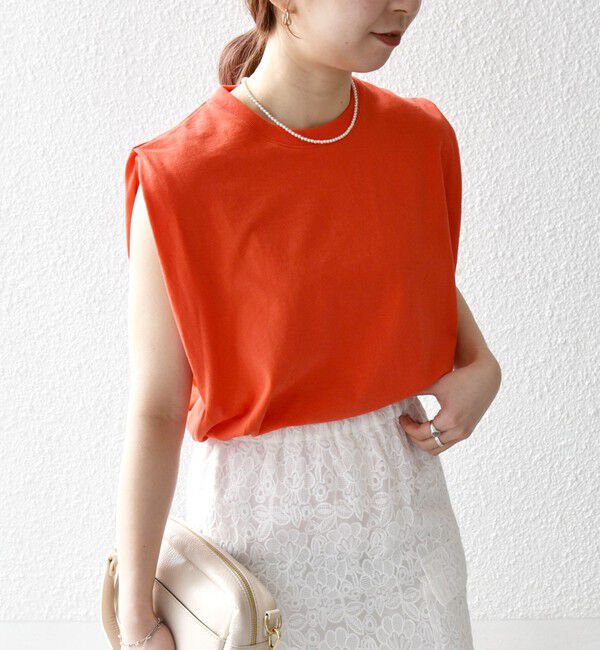 SHIPS any「《一部追加予約》SHIPS any:〈抗菌防臭/洗濯機可能〉USAコットン ラウンドヘム ノースリーブ TEE」|Tシャツ・カットソー|