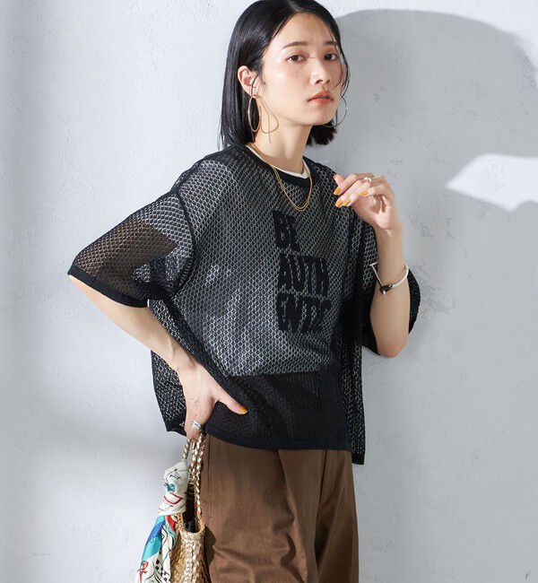 SHIPS for women「〈手洗い可能〉メッシュ編 半袖 ニット プルオーバー」|ニット・セーター|