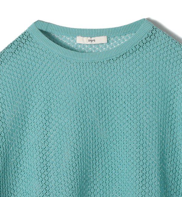SHIPS for women「〈手洗い可能〉メッシュ編 半袖 ニット プルオーバー」|ニット・セーター|