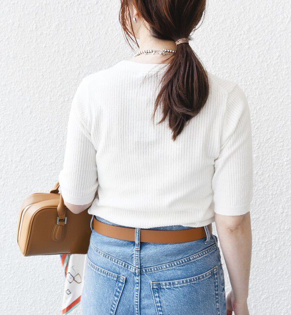 SHIPS for women「〈手洗い可能〉コットン ナイロン リブ ニット TEE」|ニット・セーター|