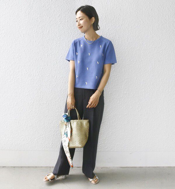 SHIPS for women「【WEB限定】〈手洗い可能〉ハイツイスト コットン ビジュー カノコ ニット」|プルオーバー|