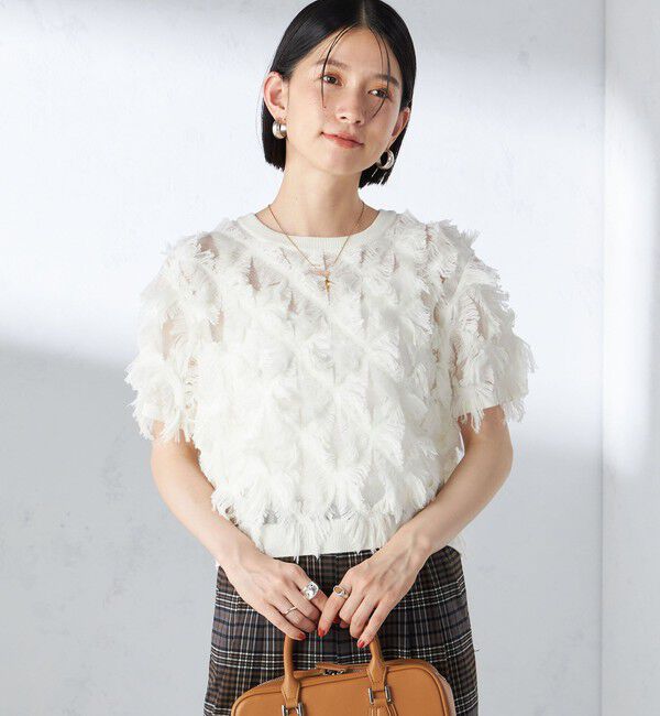 SHIPS for women「〈手洗い可能〉シアー フリンジ ジャカード プルオーバー」|ニット・セーター|