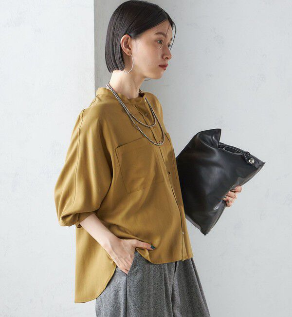 SHIPS for women「〈手洗い可能〉バンドカラー ショート 羽織り シャツ」|シャツ・ブラウス|