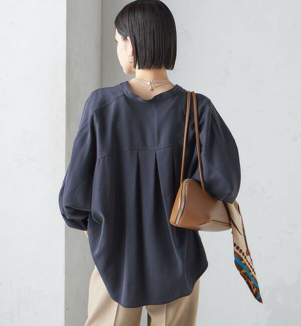 SHIPS for women「〈手洗い可能〉バンドカラー ショート 羽織り シャツ」|シャツ・ブラウス|