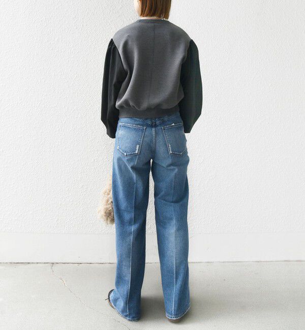 SHIPS for women「【WEB限定】〈手洗い可能〉エア ダンボール 布帛 コンビ プルオーバー」|スウェット・ジャージ|