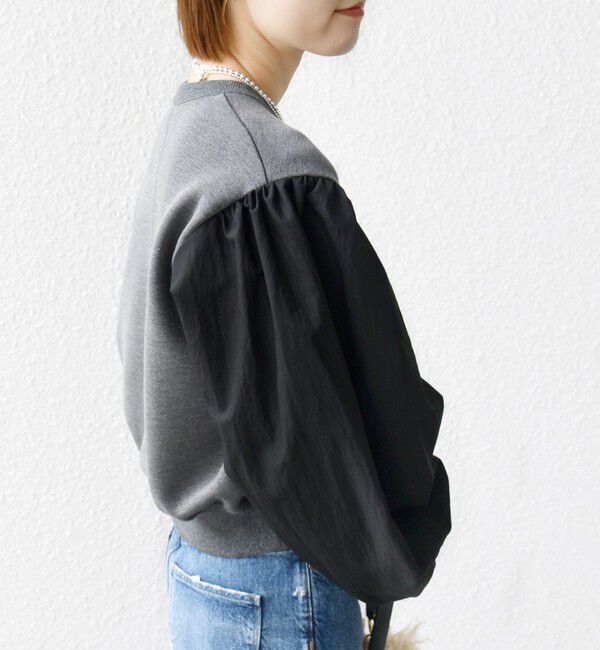 SHIPS for women「【WEB限定】〈手洗い可能〉エア ダンボール 布帛 コンビ プルオーバー」|スウェット・ジャージ|