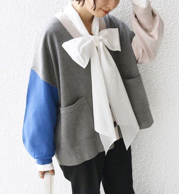 SHIPS for women「【WEB限定】〈手洗い可能〉配色 ポケット カーディガン」|カーディガン|