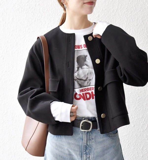 SHIPS any「SHIPS any: エア ニードル ポケット コンパクト ノーカラー ジャケット」|ノーカラージャケット|