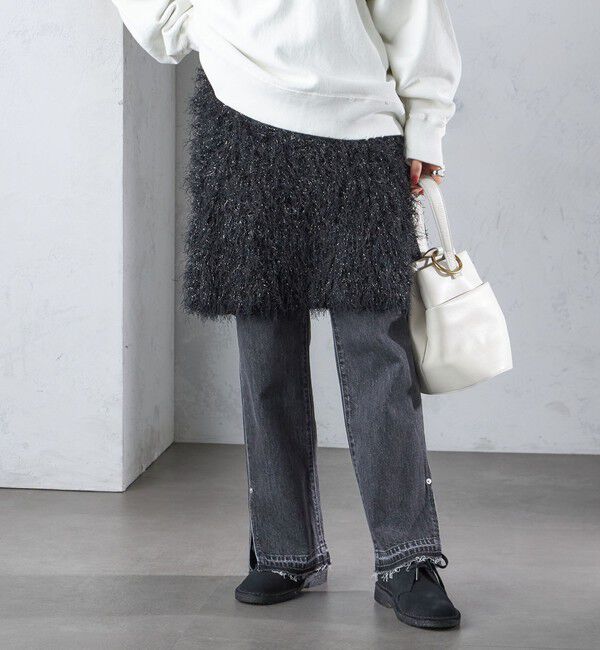 SHIPS for women「〈手洗い可能〉ラメ フリンジ ミニ スカート」|スカート|