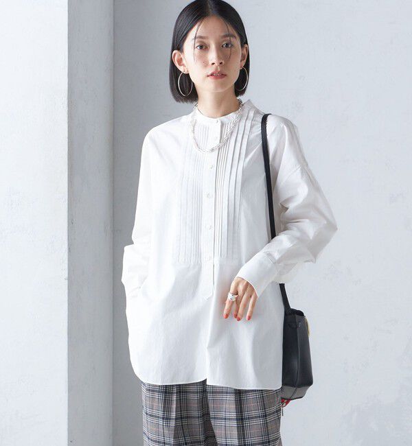 SHIPS for women「〈洗濯機可能〉ピンタック バンド カラー シャツ」|シャツ・ブラウス|