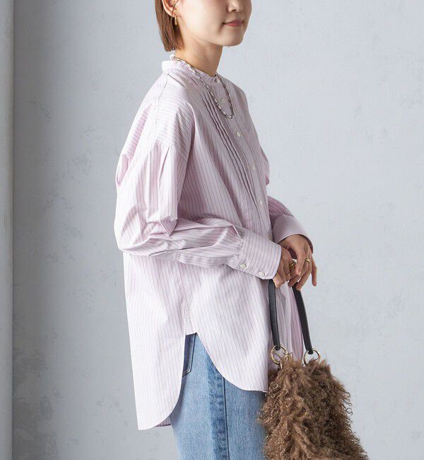 SHIPS for women「〈洗濯機可能〉ピンタック バンド カラー シャツ」|シャツ・ブラウス|