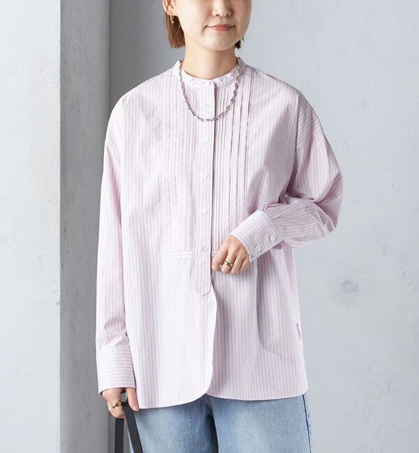 SHIPS for women「〈洗濯機可能〉ピンタック バンド カラー シャツ」|シャツ・ブラウス|