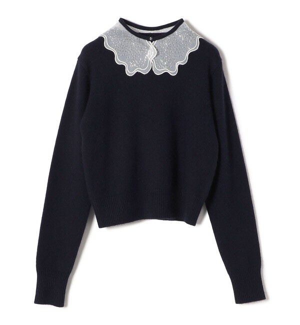 SHIPS for women「【WEB限定】〈手洗い可能〉布帛 襟付き ニット プルオーバー」|ニット・セーター|