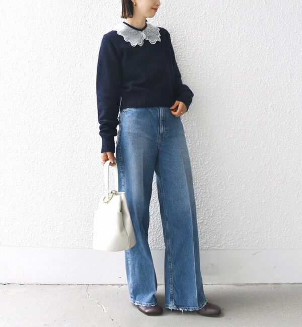 SHIPS for women「【WEB限定】〈手洗い可能〉布帛 襟付き ニット プルオーバー」|ニット・セーター|