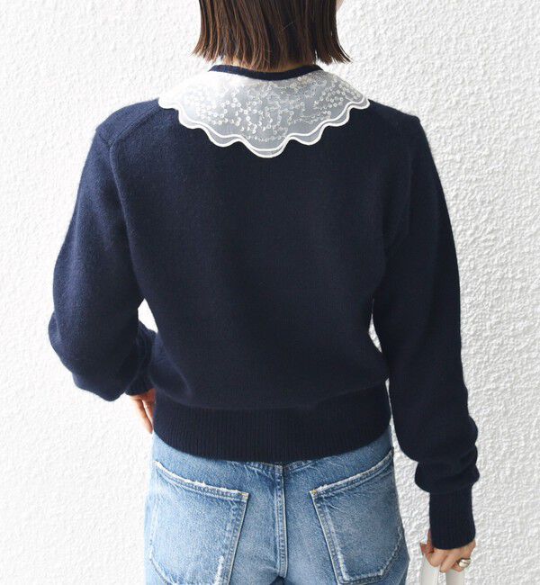 SHIPS for women「【WEB限定】〈手洗い可能〉布帛 襟付き ニット プルオーバー」|ニット・セーター|