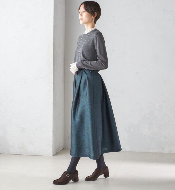 SHIPS for women「〈手洗い可能〉ラメ ブッチャー タック フレア スカート」|フレア|