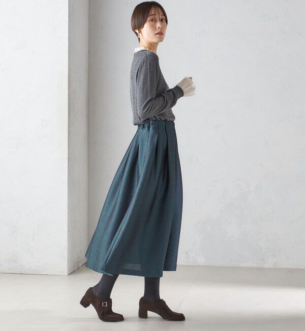 SHIPS for women「〈手洗い可能〉ラメ ブッチャー タック フレア スカート」|フレア|