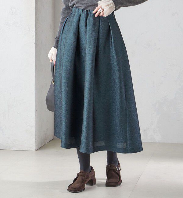 SHIPS for women「〈手洗い可能〉ラメ ブッチャー タック フレア スカート」|フレア|