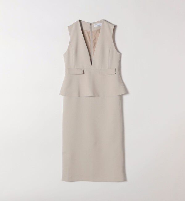 SHIPS any「《一部追加予約》SHIPS any:〈洗濯機可能〉ダブルクロス Vネック ペプラム ワンピース［NAVY BLUE］」|ワンピース|