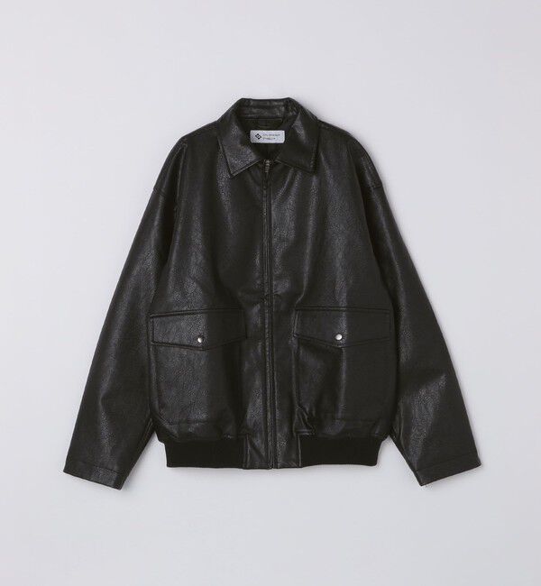 SHIPS「City Ambient Products: 合成皮革 ショート ジップ ブルゾン」|ブルゾン・スタジャン|