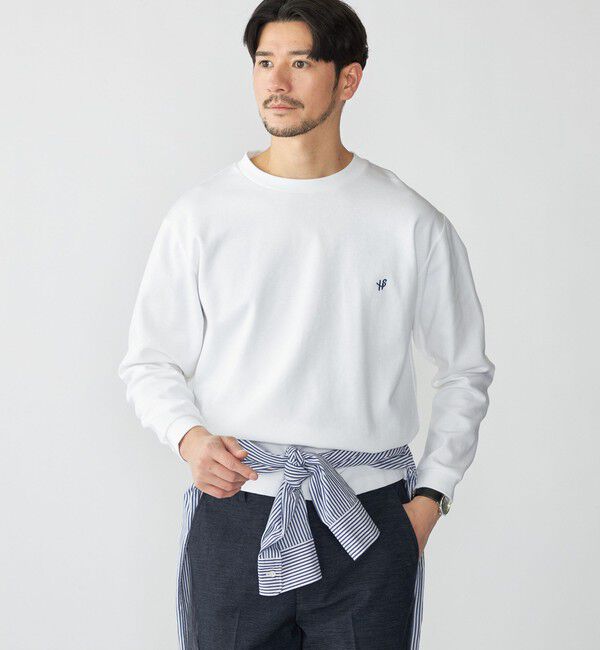 SHIPS「【WEB限定】SHIPS:〈抗菌防臭〉ワンポイントロゴ ハイゲージバーズアイ ダブルフェイス 長袖Tシャツ」|Tシャツ・カットソー|オフホワイト