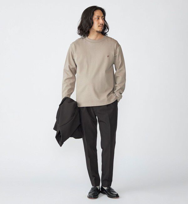 SHIPS「【WEB限定】SHIPS:〈抗菌防臭〉ワンポイントロゴ ハイゲージバーズアイ ダブルフェイス 長袖Tシャツ」|Tシャツ・カットソー|