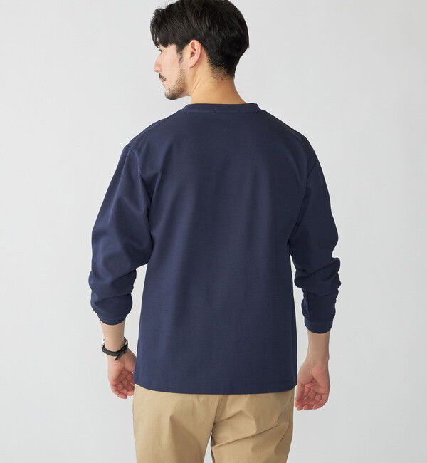 SHIPS「【WEB限定】SHIPS:〈抗菌防臭〉ワンポイントロゴ ハイゲージバーズアイ ダブルフェイス 長袖Tシャツ」|Tシャツ・カットソー|