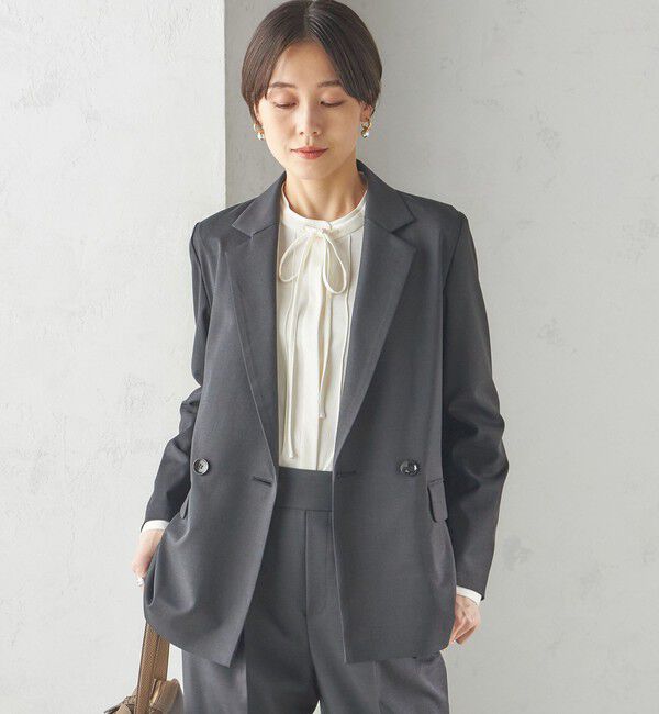 SHIPS for women「〈手洗い可能〉ツイル ダブル ジャケット（セットアップ対応）」|テーラードジャケット|
