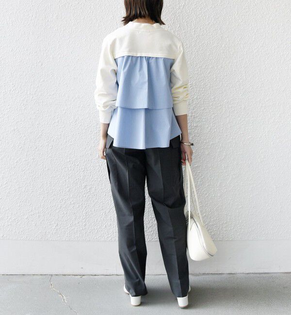 SHIPS for women「【WEB限定】〈手洗い可能〉布帛 コンビ Vネック カーディガン」|カーディガン|