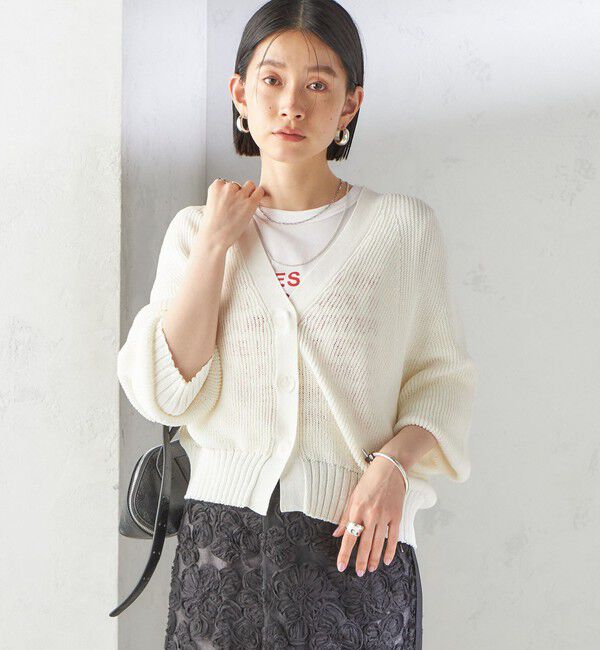 SHIPS for women「〈手洗い可能〉ペーパー ポリエステル Vネック カーディガン」|カーディガン|